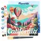 Figured'Art Mini Paint by Numbers Kit for Adults with Frame Travel Poster California Balloons Small format 8"x8" - Craft Art Painting DIY Canvas Already Stretched on a Wooden Frame
